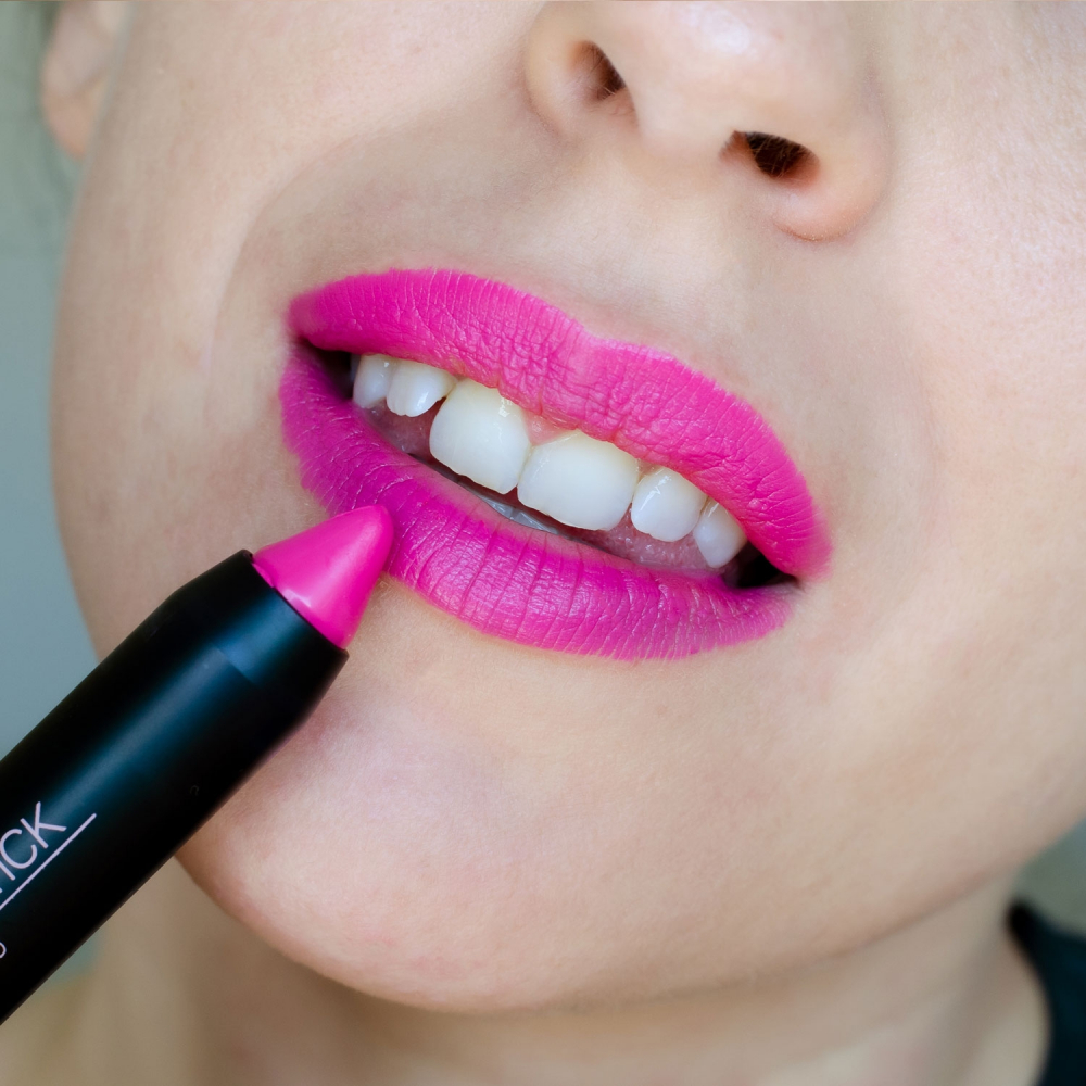 Fluorescent pink lipstick